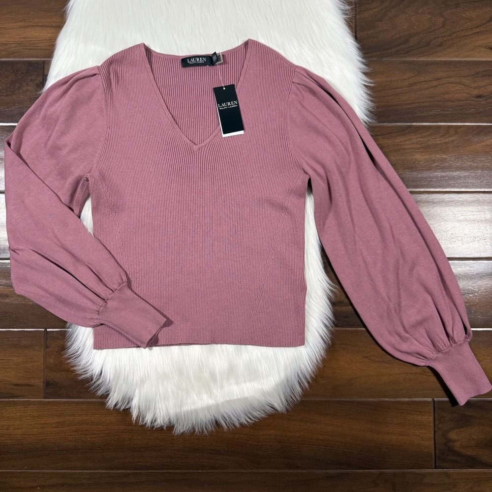 Lauren Ralph Lauren Women's Size XL Cotton Blend Blouson Sleeve Sweater Top